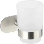 Wenko Zahnputzbecherhalter, Silber, Metall, Glas, 10x9.5x10 cm, Badaccessoires,