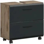 Mid.you Waschbeckenunterschrank Ice, Schwarz, Eiche dunkel, Kunststoff, 2