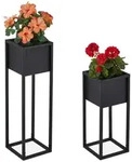 Relaxdays Blumenst&auml;nder, Schwarz, Metall, 21x70x21 cm, Gartenzubeh&ouml;r, Blument&ouml;pfe