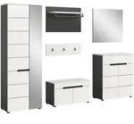 Inn.Furn Garderoben-Set, Wei&szlig;, Grau, Kunststoff, Nachbildung, Uni, 7 F&auml;cher, 2