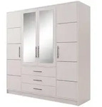 Beautysofa Dreht&uuml;renschrank, Kaschmir, Holzwerkstoff, 3 Schubladen, 196x200x58 cm,