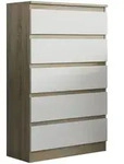 Masseno Kommode, Sonoma Eiche, Wei&szlig;, Holzwerkstoff, 5 Schubladen, 70x112x33 cm,