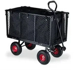 Relaxdays Handwagen, Schwarz, Metall, Kunststoff, 51x83x110 cm, Gartenzubeh&ouml;r,