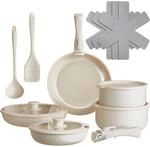 tectake Kochtopfset, Wei&szlig;, Metall, Rund, Kochen, T&ouml;pfe, Topfsets