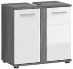 Mid.you Waschbeckenunterschrank, Anthrazit, Grau, Wei&szlig; Hochglanz, Kunststoff, 1