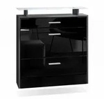 Vladon Schuhschrank, Schwarz Hochglanz, Holzwerkstoff, 89x96x23 cm, Garderobe,
