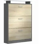 Vladon Schuhschrank, Eiche San Remo, Holzwerkstoff, 89x128x23 cm, Garderobe,