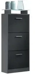 Vladon Schuhschrank, Schwarz, Holzwerkstoff, 46x128x23 cm, Garderobe,