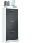 Vladon Schuhschrank, Schwarz, Holzwerkstoff, 46x128x23 cm, Garderobe,
