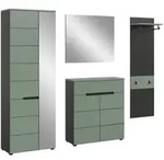 Livetastic Garderobe, Graugr&uuml;n, Holzwerkstoff, 4-teilig, 220x190x37 cm, FSC Mix,