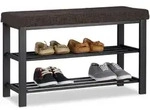 Relaxdays Schuhbank, Braun, Holzwerkstoff, Metall, Textil, 81x50x32 cm, Garderobe,