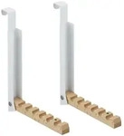Relaxdays T&uuml;rhaken, Wei&szlig;, Metall, Holz, Lotusholz, 2.5x21x18 cm, Garderobe,