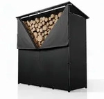 Juskys Kaminholzregal, Schwarz, Metall, 70x185x185 cm, Kleinm&ouml;bel, Kamine &