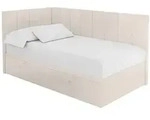 Altdecor Einzelbett, Beige, Textil, Ottomane rechts,L-Form, 100x200 cm, Kinder-...