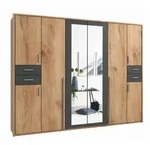 luma-home Dreht&uuml;renschrank, Eiche, Graphit, Holzwerkstoff, Nachbildung, 6...