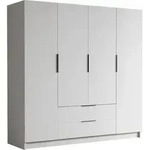 Mirjan24 Kleiderschrank, Wei&szlig;, Schwarz, Kunststoff, 2 Schubladen, Rechteckig,