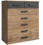 Carryhome Kommode, Plankeneiche, Holzwerkstoff, 7 Schublade(n) Schubladen,...