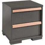 Vipack Nachtschrank, Anthrazit, Holzwerkstoff, Buche, massiv, 2 Schublade(n)