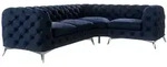 S-Style Ecksofa, Dunkelblau, Textil, Echtholz,Buche, Birke, 5-Sitzer, F&uuml;llung:
