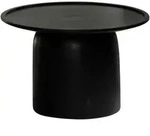 Mid.you Couchtisch, Schwarz, Holz, Mangoholz, massiv, rund, Sockel, 40x60x60 cm,