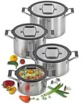 K&uuml;chenprofi Kochtopfset Como, Silber, Metall, 3 L, rostfrei, Abgie&szlig;funktion,...