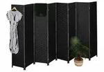 Relaxdays Paravent, Schwarz, Papier, Holz, 320x170x2 cm, Wohnzimmer, Raumteiler &