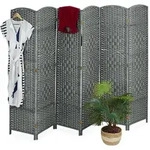 Relaxdays Paravent, Grau, Papier, Holz, 240x170x2 cm, Wohnzimmer, Raumteiler &