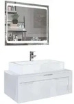 Vladon Waschbeckenunterschrank, Wei&szlig; Hochglanz, Holzwerkstoff, 96x36x51 cm,