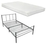 [en.casa] Metallbett, Dunkelgrau, Textil, H&ouml;he ca. 16 cm, 90x200 cm, Schlafzimmer,