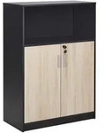 Beliani Aktenschrank, Schwarz, Hellbraun, Holzwerkstoff, 3 F&auml;cher, 80x117x40...