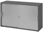 b&uuml;m&ouml; Schiebet&uuml;renschrank, Graphit, Silber, Holzwerkstoff, Nachbildung, 1...
