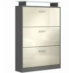 Vladon Schuhschrank, Creme, Holzwerkstoff, 89x128x23 cm, Garderobe,