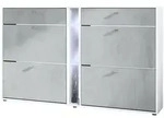 Vladon Schuhschrank, Hellgrau, Holzwerkstoff, 155.5x95x28 cm, Garderobe,