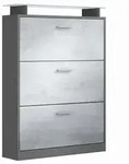 Vladon Schuhschrank, Hellgrau, Holzwerkstoff, 89x128x23 cm, Garderobe,