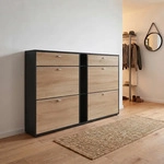 Vladon Schuhschrank, Eiche San Remo, Holzwerkstoff, 155.5x95x28 cm, Garderobe,