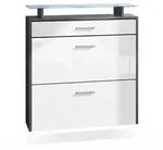 Vladon Schuhschrank, Wei&szlig; Hochglanz, Holzwerkstoff, 89x96x23 cm, Garderobe,