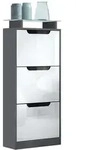 Vladon Schuhschrank, Wei&szlig; Hochglanz, Holzwerkstoff, 46x128x23 cm, Garderobe,