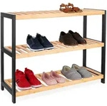 Relaxdays Schuhregal, Schwarz, Holz, Bambus, Rechteckig, 70x55x26 cm, Garderobe,