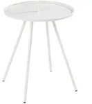 [en.casa] Garten-Beistelltisch, Wei&szlig;, Metall, Rund, 42x55x42 cm, Gartenm&ouml;bel,