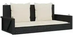 furnicato H&auml;ngebank, Schwarz, Holz, Rechteckig, 119x48x56 cm, Gartenm&ouml;bel,