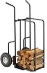 Relaxdays Kaminholzwagen, Schwarz, Metall, Kunststoff, 63x120x65 cm, Kleinm&ouml;bel,