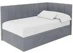 Altdecor Einzelbett, Grau, Textil, Ottomane links,L-Form, 80x200 cm, Kinder- &