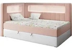 MKS Boxspringbett, Rosa, Wei&szlig;, Textil, 1-Sitzer, Rechteckig, 90x200 cm,...