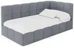 Altdecor Einzelbett, Grau, Textil, Ottomane links,L-Form, 90x200 cm, Kinder- &