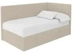 Altdecor Einzelbett, Mokka, Textil, Ottomane links,L-Form, 80x200 cm, Kinder- &