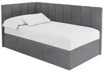Altdecor Einzelbett, Dunkelgrau, Textil, Ottomane rechts,L-Form, 80x200 cm,...