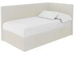 Altdecor Einzelbett, Hellbraun, Textil, Ottomane links,L-Form, 80x200 cm,...