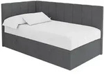 Altdecor Einzelbett, Graphit, Textil, Ottomane rechts,L-Form, 100x200 cm,...