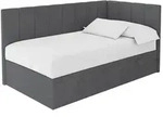 Altdecor Einzelbett, Graphit, Textil, Ottomane links,L-Form, 90x200 cm, Kinder-...