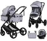Chipolino Kombikinderwagen, Hellgrau, Metall, 63x105x95 cm, unisex, Federung, Baby on